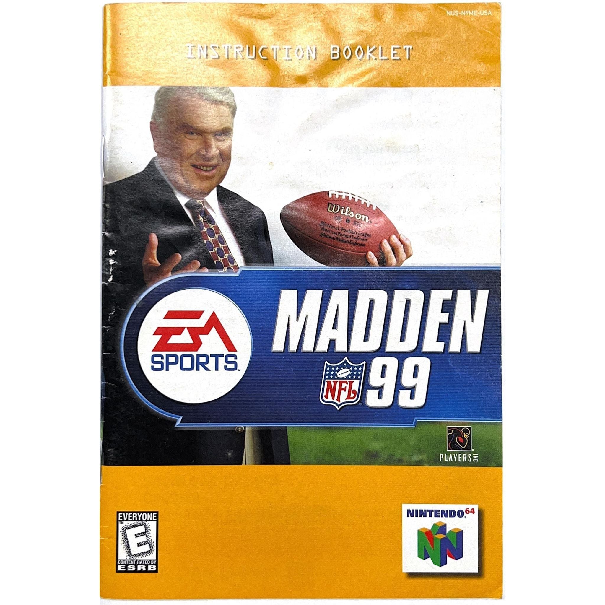 Madden 99 NTSC Nintendo 64 N64 En User Instruction 