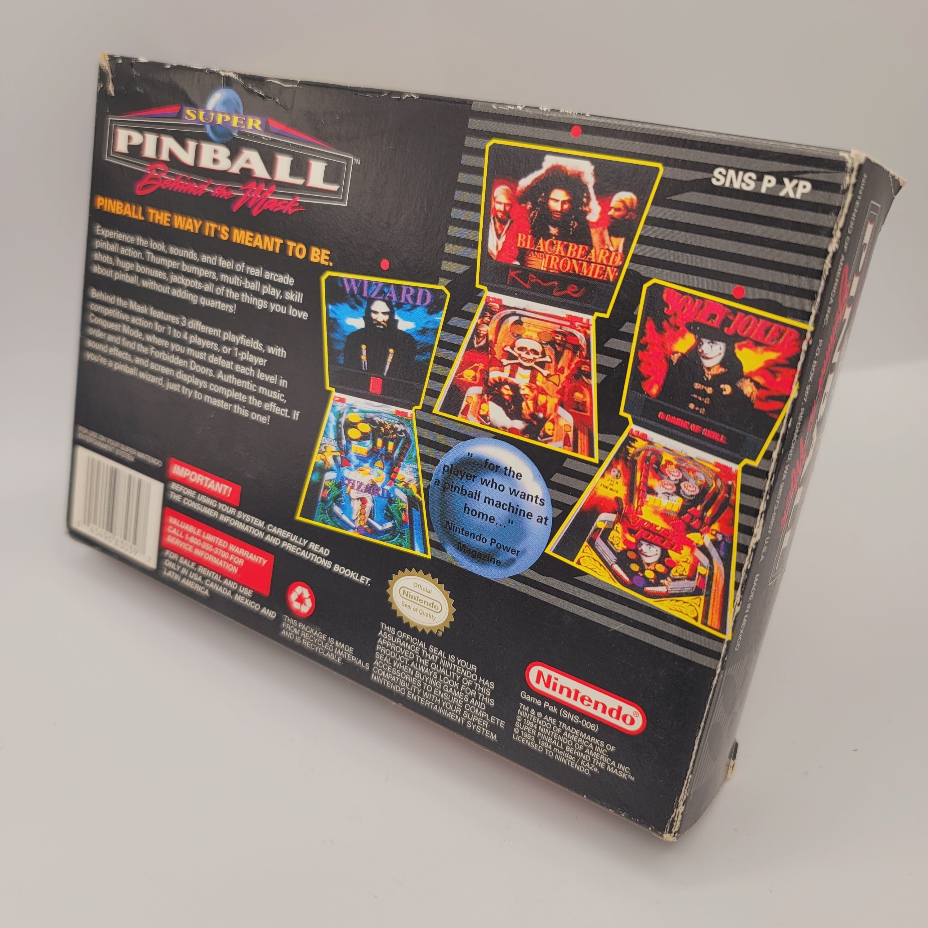 SNES - Super Pinball Behind the Mask (Complete in Box / B+ / With Manual)