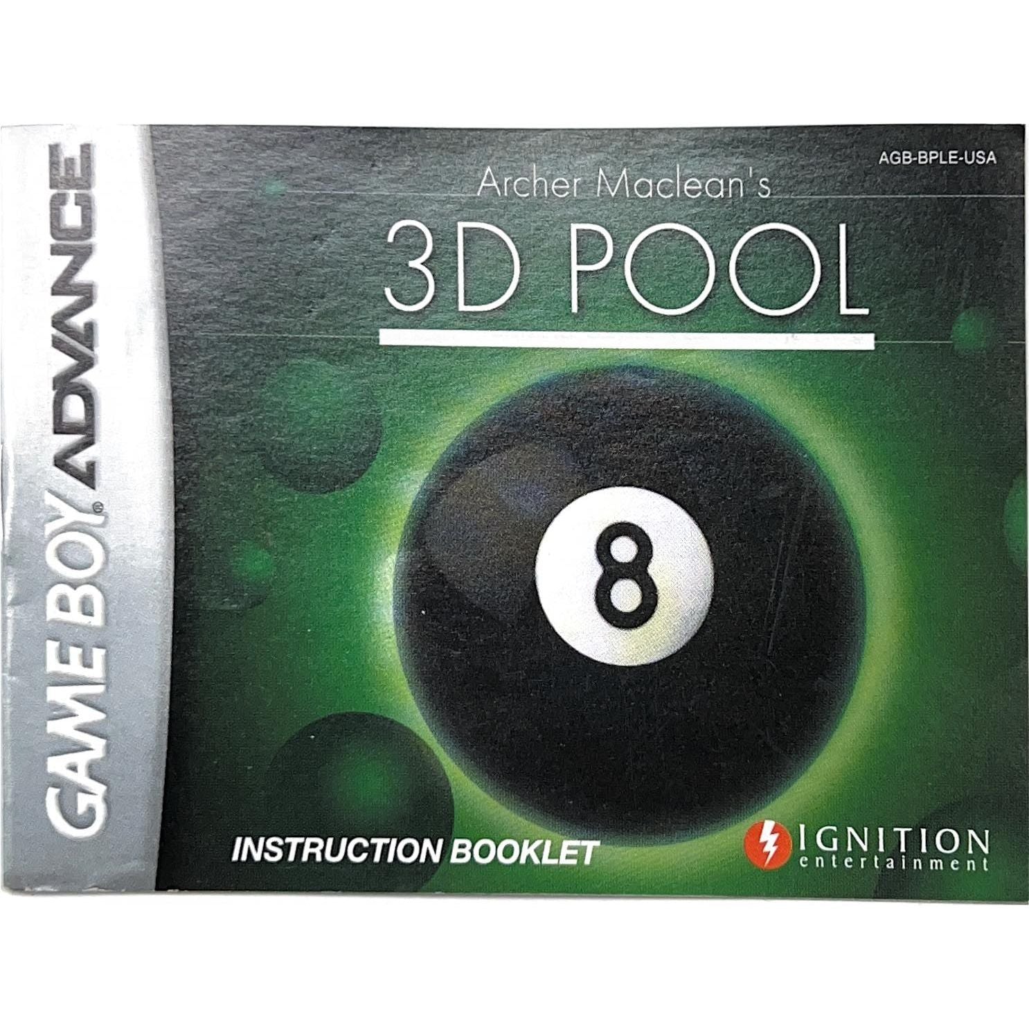 GBA - Archer Maclean's 3D Pool (Manual)