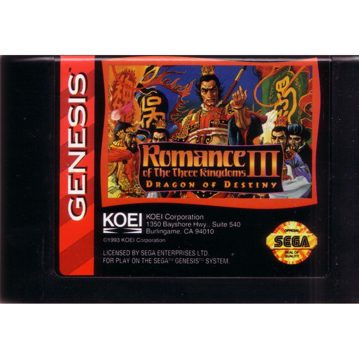 Genesis - Romance of The Three Kingdoms III Dragon of Destiny (Cartridge Only)