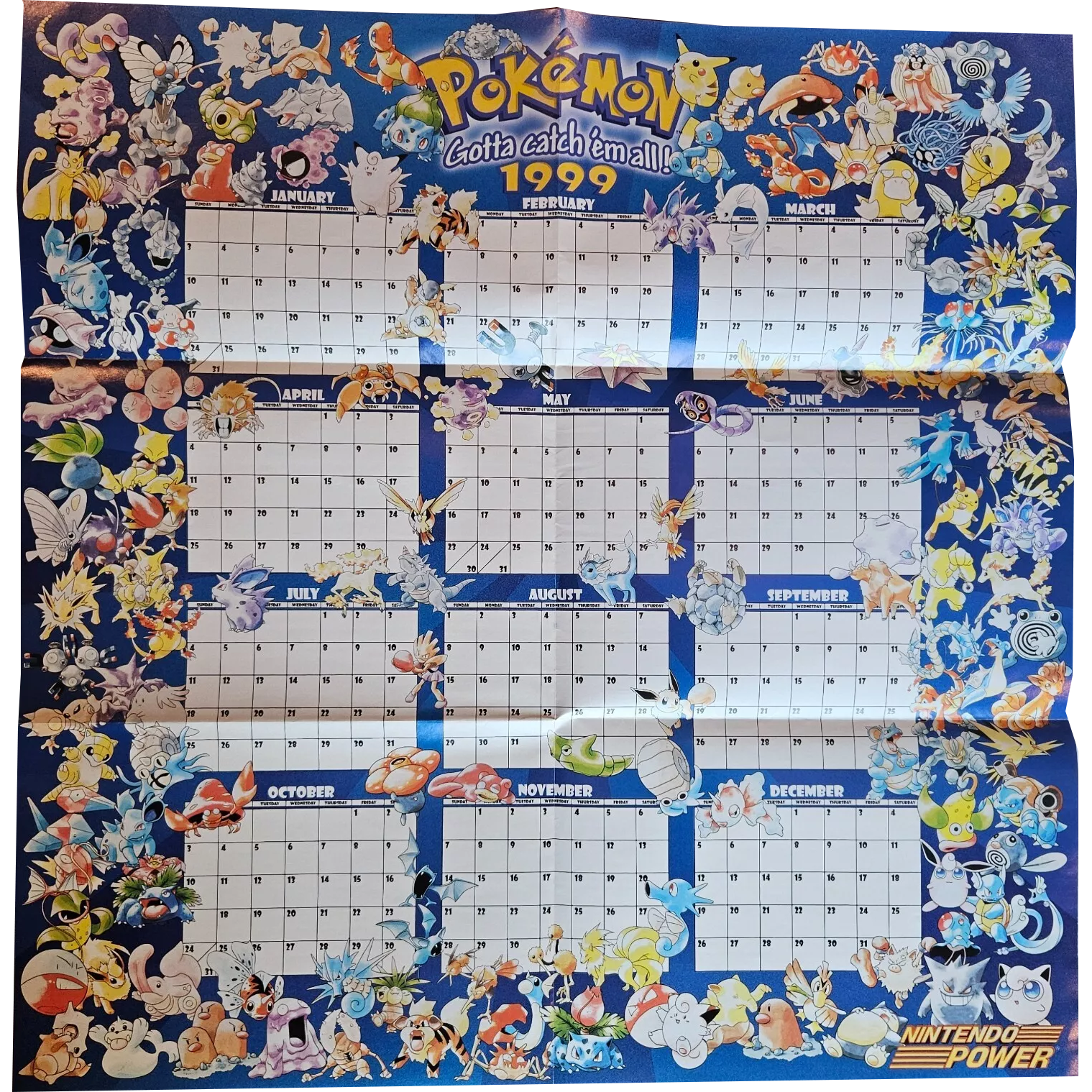 Nintendo Power 1999 Pokemon Calendar