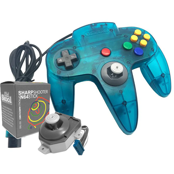 Branded Nintendo 64 Controller with New Analog Stick (Ice Blue)