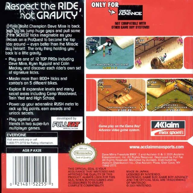 GBA - Dave Mirra 2 Freestyle BMX (cartouche uniquement)