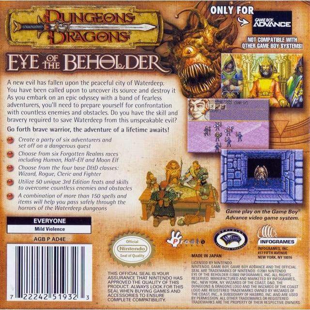 GBA - Dungeons & Dragons Eye of the Beholder (Cartridge Only)