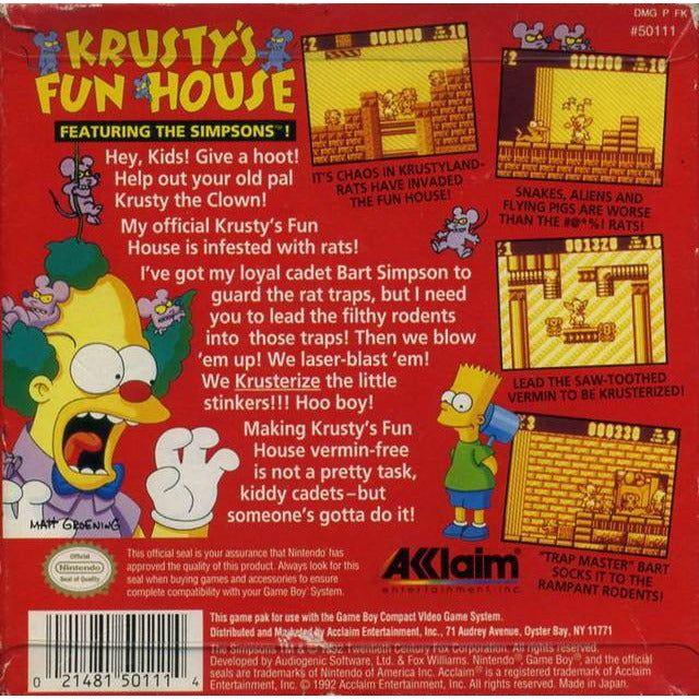 GB - Krusty's Fun House (cartouche uniquement)