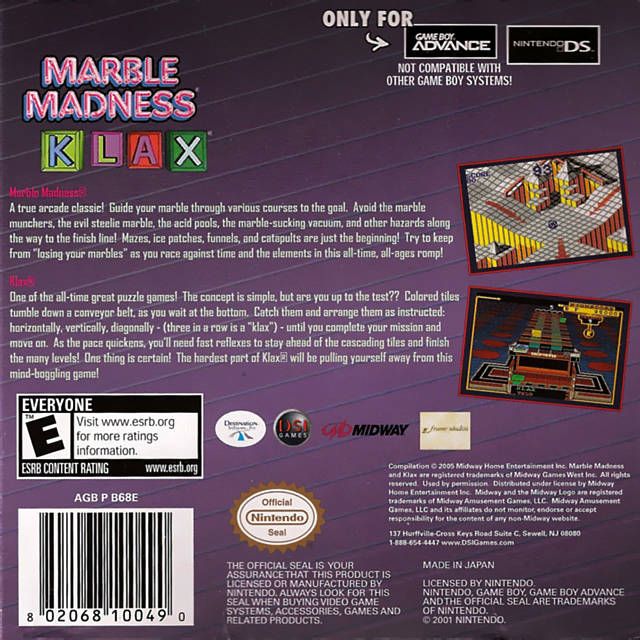 GBA - Marble Madness / Klax (cartouche uniquement)