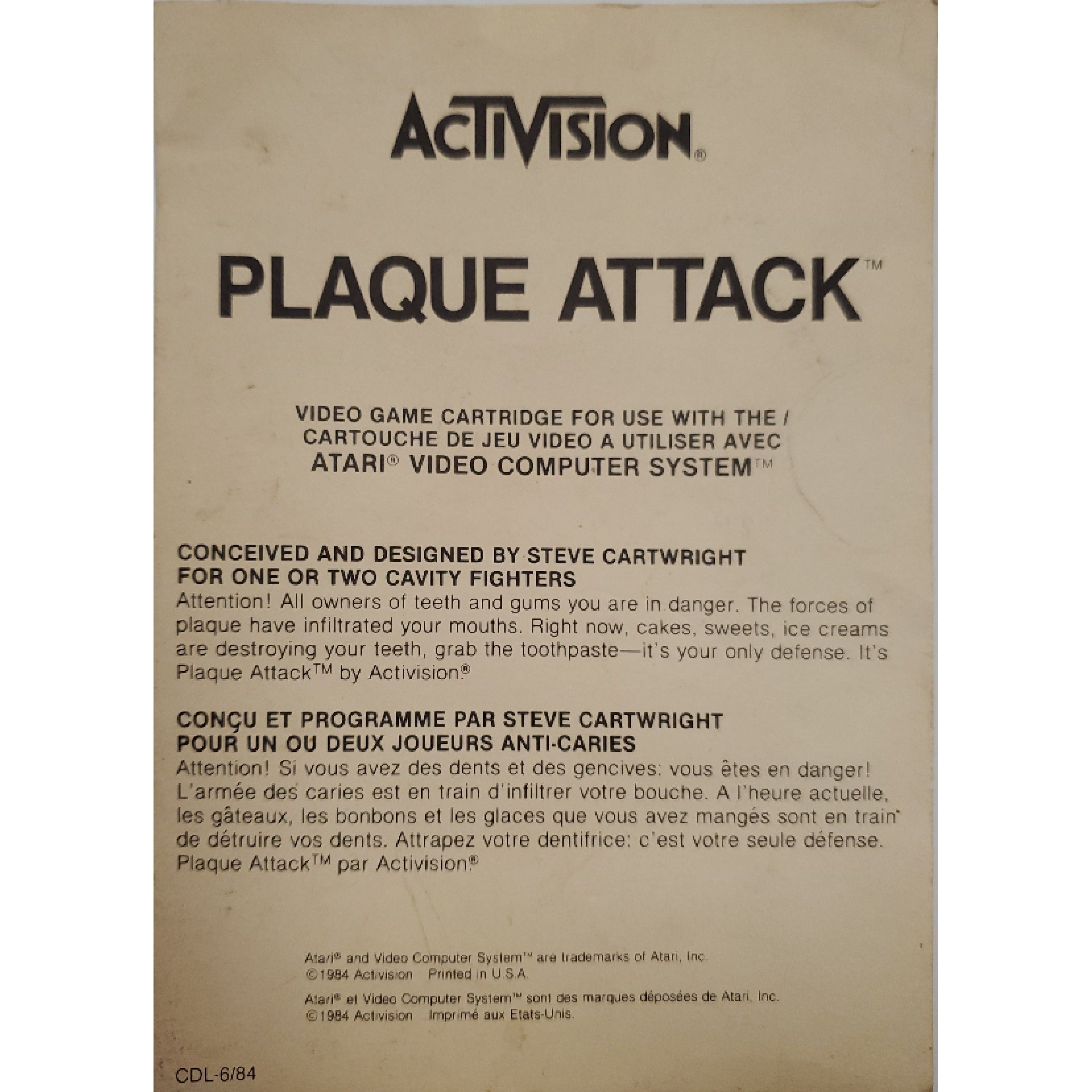 Atari 2600 - Plaque Attack (Manuel monochromatique)